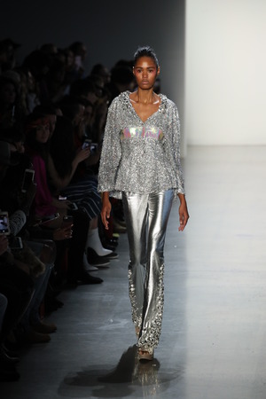 NEW YORK, NY - FEBRUARY 10: A model walks the runway for Son Jung Wan during New York Fashion Week:...