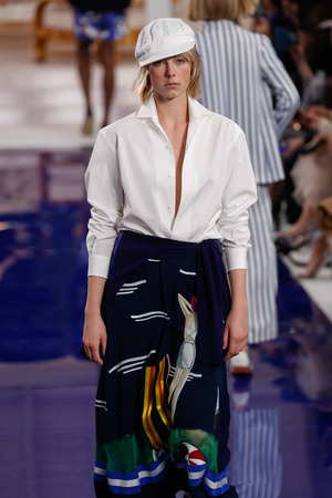 NEW YORK, NY - FEBRUARY 12: A model walks the runway at Ralph Lauren Spring/Summer 18 fashion show during the New York Fashion Week on February 12, 2018 in New York City.のeditorial素材