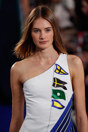 NEW YORK, NY - FEBRUARY 12: A model walks the runway at Ralph Lauren Spring/Summer 18 fashion show during the New York Fashion Week on February 12, 2018 in New York City.のeditorial素材