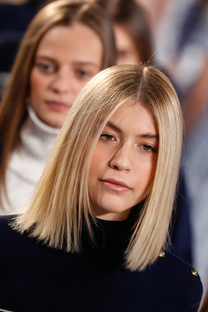 NEW YORK, NY - FEBRUARY 12: Models walk the runway finale at Ralph Lauren Spring/Summer 18 fashion show during the New York Fashion Week on February 12, 2018 in New York City.のeditorial素材