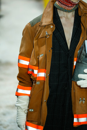 NEW YORK, NY - FEBRUARY 13: A model walks the runway for Calvin Klein Collection during New York Fashion Week on February 13, 2018 in New York City.のeditorial素材