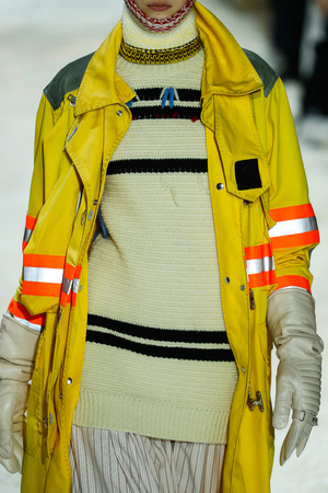 NEW YORK, NY - FEBRUARY 13: A model walks the runway for Calvin Klein Collection during New York Fashion Week on February 13, 2018 in New York City.のeditorial素材