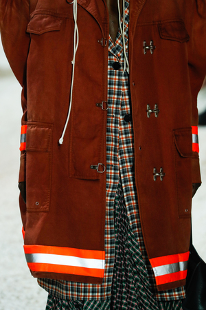 NEW YORK, NY - FEBRUARY 13: A model walks the runway for Calvin Klein Collection during New York Fashion Week on February 13, 2018 in New York City.のeditorial素材