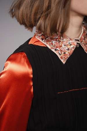 PARIS, FRANCE - FEBRUARY 28: A model walks the runway during the Lanvin show as part of the Paris Fashion Week Womenswear Fall/Winter 2018/2019 on February 28, 2018 in Paris, France.のeditorial素材