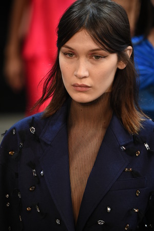 NEW YORK, NY - FEBRUARY 09: Bella Hadid walks the runway finale wearing Jason Wu Fall 2018 at...