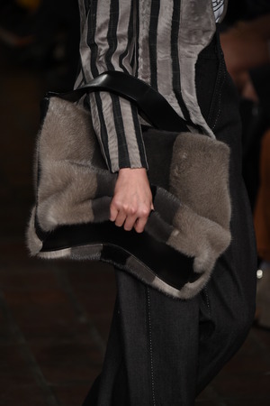 NEW YORK, NY - FEBRUARY 12: A model walks the runway during the Dennis Basso show as part of February 2018 at New York Fashion Week at St. Bartholomew's Church on February 12, 2018 in New York City.のeditorial素材