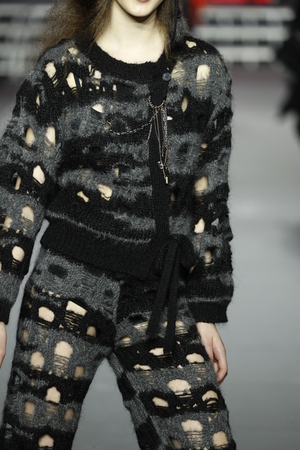 PARIS, FRANCE - MARCH 03: A model walks the runway during the Sonia Rykiel show as part of the Paris Fashion Week Womenswear Fall/Winter 2018/2019 on March 3, 2018 in Paris, France.のeditorial素材