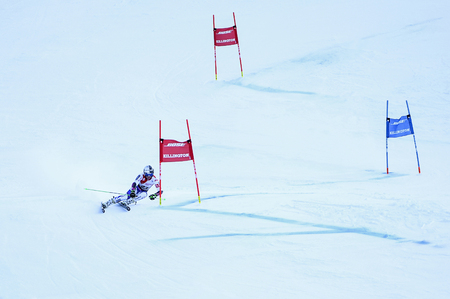 KILLINGTON, VT - NOVEMBER 24: Kristine Gjelsten Haugen of Norway in the finish area after the second run of the giant slalom at the Audi FIS Ski World Cup - Killington Cup on November 24, 2018 in Killington, Vermont.のeditorial素材