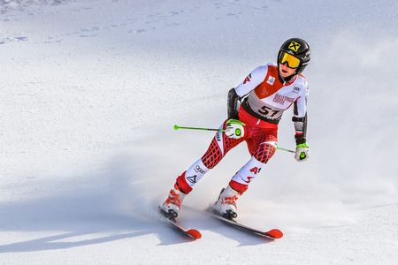 KILLINGTON, VT - NOVEMBER 24: Stephanie Resch of Austria in the finish area after the second run of the giant slalom at the Audi FIS Ski World Cup - Killington Cup on November 24, 2018 in Killington, Vermont.のeditorial素材