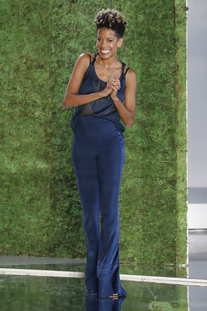 NEW YORK, NY - SEPTEMBER 07: Creative Director and Co-Founder, Carly Cushnie walks the runway for Cushnie during New York Fashion Week: The Shows at Gallery I at Spring Studios on September 7, 2018 in New York City.のeditorial素材