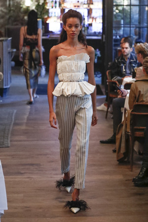 NEW YORK, NY - SEPTEMBER 09: A model walks the runway during the Brock Collection fashion show at the 11 Howard Hotel on September 9, 2018 in New York City.のeditorial素材