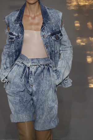 PARIS, FRANCE - SEPTEMBER 28: A model walks the runway during the Balmain show as part of the Paris Fashion Week Womenswear Spring/Summer 2019 on September 28, 2018 in Paris, France.のeditorial素材