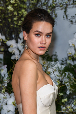 NEW YORK, NY - APRIL 13: A model poses during the Anne Barge Spring 2020 bridal fashion presentation at New York Fashion Week: Bridal on April 13, 2019 in NYC.のeditorial素材