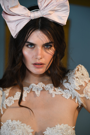 NEW YORK, NY - APRIL 14: A model posing during Galia Lahav Spring 2020 bridal fashion presentation at New York Fashion Week: Bridal on April 14, 2019 in NYC.のeditorial素材