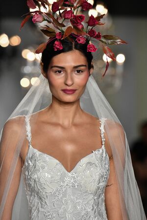 NEW YORK, NY - OCTOBER 4: A model walks the runway during the Anne Barge Bridal 20th Anniversary 2020 Runway Show at Union West on CTOBER 4, 2019 in New York City.のeditorial素材