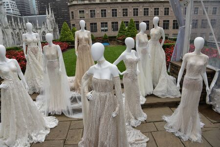 NEW YORK, NY - OCTOBER 4: Presentation of Lee Petra Grebenau Fall 2020 Bridal Collection on OCTOBER 4, 2019 in New York City.のeditorial素材