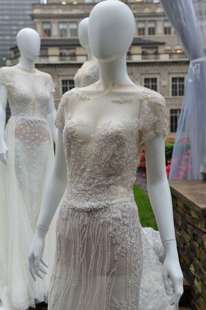 NEW YORK, NY - OCTOBER 4: Presentation of Lee Petra Grebenau Fall 2020 Bridal Collection on OCTOBER 4, 2019 in New York City.のeditorial素材