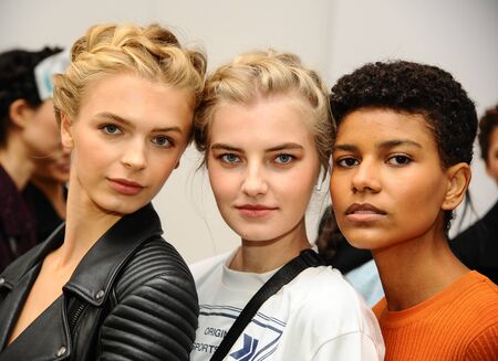 NEW YORK, NY - OCTOBER 5: Models posing backstage before the Ines Di Santo Fall 2020 Bridal Runway...