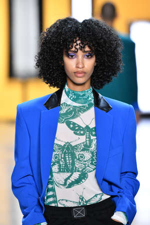 NEW YORK, NEW YORK - SEPTEMBER 05: A model walks the runway for Dirty Pineapple during New York...