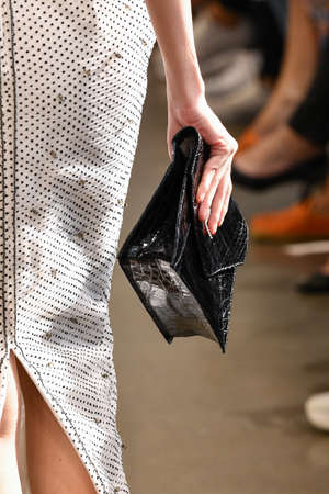 NEW YORK, NEW YORK - SEPTEMBER 10: A model walks the runway for Bibhu Mohapatra during New York...