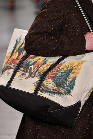 NEW YORK, NEW YORK - FEBRUARY 05: A model walks the runway ay the Todd Snyder fashion show during...