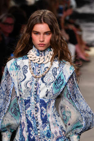 NEW YORK, NEW YORK - SEPTEMBER 09: A model walks the runway at the Zimmermann Ready to Wear...