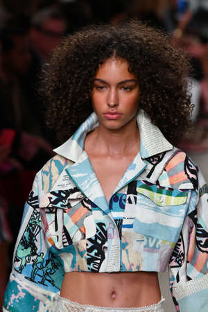 NEW YORK, NEW YORK - SEPTEMBER 09: A model walks the runway at the Zimmermann Ready to Wear...