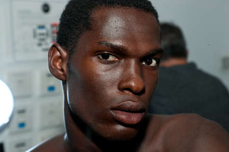 NEW YORK, NEW YORK - SEPTEMBER 10: A model posing backstage during Kaimin Ready to Wear Spring/Summer 2020 fashion show during New York Fashion Week on September 10, 2019 in New York City.のeditorial素材