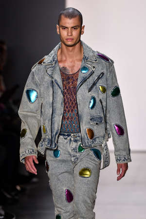 NEW YORK, NEW YORK - SEPTEMBER 06: A model walks the runway for Jeremy Scott during NYFW: The Shows...