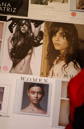 NEW YORK, NY - NOVEMBER 09: The General atmosphere and model compcards backstage in the 2005 Victoria's Secret Fashion Show on November 09, 2005 in New York City.のeditorial素材