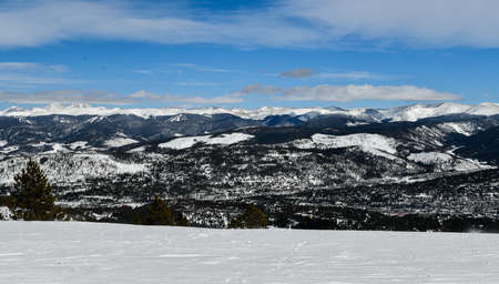 Panoramic view to the mountains at Breckenridge ski resort, Colorado