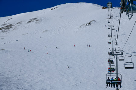 Imperial Express Highest Ski Lift in North America. Breckenridge Ski resort, Colorado.の写真素材