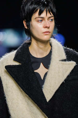 MILAN, ITALY - FEBRUARY 24: A model walks the runway at the Annakiki fashion show during the Milan...