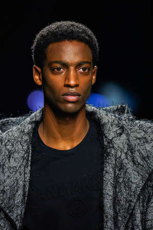 MILAN, ITALY - FEBRUARY 24: A model walks the runway at the Annakiki fashion show during the Milan Fashion Week Fall/Winter 2022/2023 on February 24, 2022 in Milan, Italy.のeditorial素材