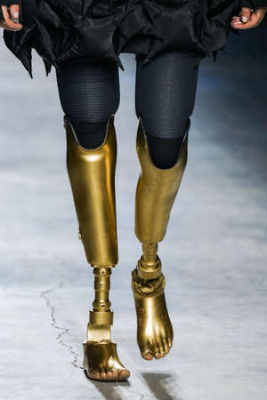 MILAN, ITALY - FEBRUARY 24: Lauren Wasser walks the runway at the Annakiki fashion show during the Milan Fashion Week Fall/Winter 2022/2023 on February 24, 2022 in Milan, Italy.のeditorial素材