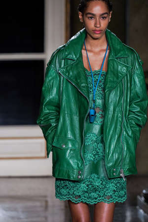 MILAN, ITALY - FEBRUARY 26: A model walks the runway at the Ermanno Scervino fashion show during the Milan Fashion Week Fall/Winter 2022/2023 on February 26, 2022 in Milan, Italy.のeditorial素材