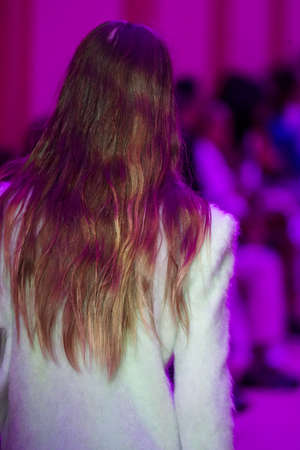 MILAN, ITALY - FEBRUARY 25: A model walks the runway at the Sportmax fashion show during the Milan Fashion Week Fall/Winter 2022/2023 on February 25, 2022 in Milan, Italy.のeditorial素材