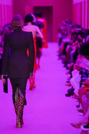 MILAN, ITALY - FEBRUARY 25: A model walks the runway at the Sportmax fashion show during the Milan Fashion Week Fall/Winter 2022/2023 on February 25, 2022 in Milan, Italy.のeditorial素材