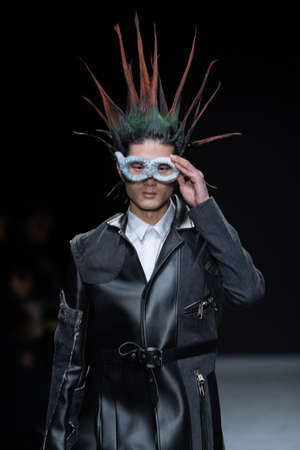 MILAN, ITALY - FEBRUARY 26: A model walks the runway at the Tokyo James fashion show during the Milan Fashion Week Fall/Winter 2022/2023 on February 26, 2022 in Milan, Italy.のeditorial素材