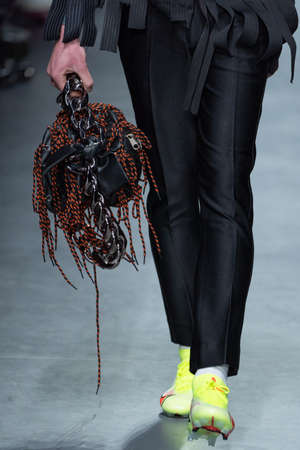 MILAN, ITALY - FEBRUARY 26: A model walks the runway at the Tokyo James fashion show during the...