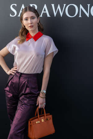 MILAN, ITALY - FEBRUARY 23: Guests posing at the SARAWONG fashion presentation  during the Milan Fashion Week Fall/Winter 2022/2023 on February 23, 2022 in Milan, Italy.のeditorial素材