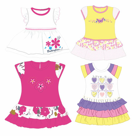 Set of cute summer clothes for girls. Vector illustration. EPS10のイラスト素材