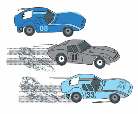 Vector illustration of a set of cars on the road. Vector illustrationのイラスト素材