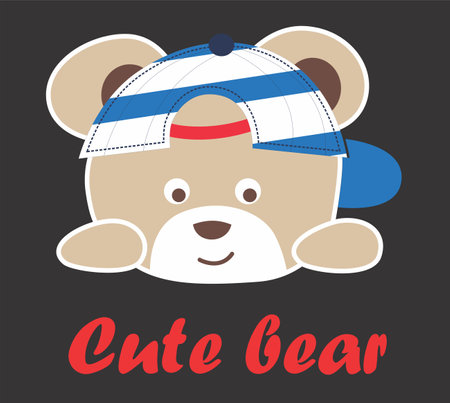 Cute baby bear in a cap. Vector illustration in flat styleのイラスト素材