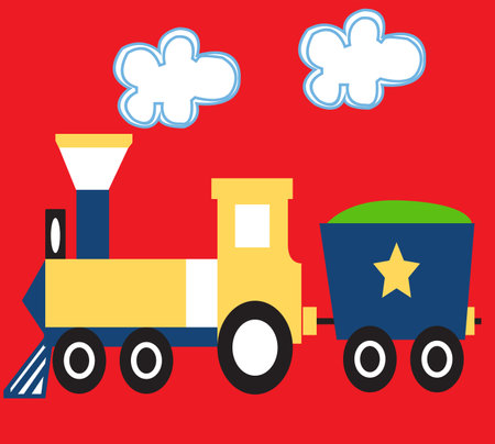Train toy design over red background, vector illustration.のイラスト素材