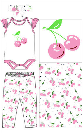 Cute pajamas with cherries. Vector illustration for your designのイラスト素材