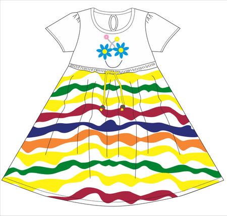 Illustration of a dress for a little girl. Vector illustration.のイラスト素材