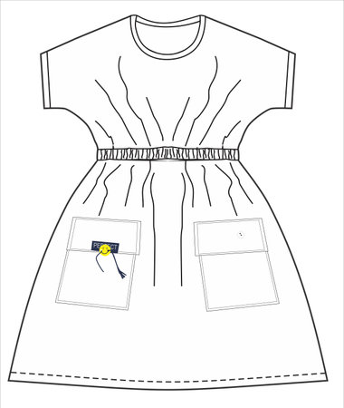Vector illustration of a long sleeved dress with a label on a white backgroundのイラスト素材