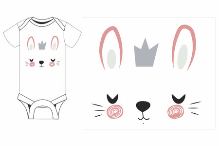 Set of baby clothes and accessories. Cute cartoon characters. Vector illustration.のイラスト素材