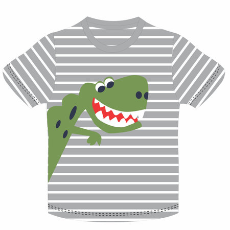 T-shirt design with crocodile on striped background. Vector illustrationのイラスト素材